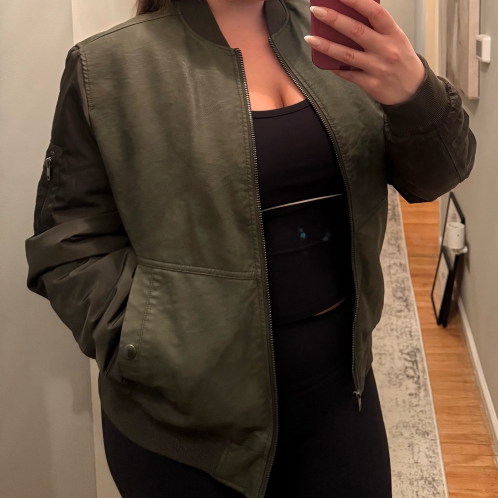 Express Olive Bomber Jacket | LARGE TALL